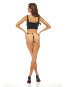 BOMBSHELL BOUDOIR HOOK UP FRONT CORSET SET BLACK, L 2