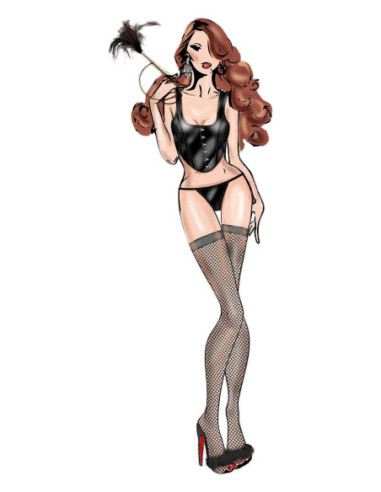 BOMBSHELL BOUDOIR HOOK UP FRONT CORSET SET BLACK, L