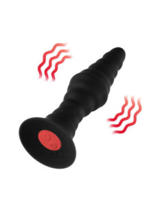 FORTO VIBRATING RIBBED PLUG WITH REMOTE CONTROL SMALL BLACK 2