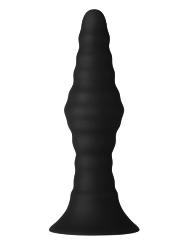 FORTO VIBRATING RIBBED PLUG WITH REMOTE CONTROL SMALL BLACK