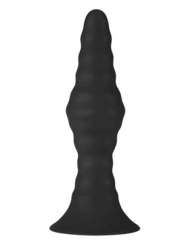 FORTO VIBRATING RIBBED PLUG WITH REMOTE CONTROL LARGE BLACK