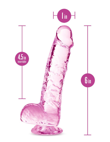 NATURALLY YOURS  6 INCH CRYSTALLINE DILDO  ROSE