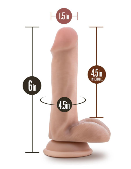 DR. SKIN PLUS 6 INCH POSABLE DILDO WITH BALLS  VANILLA