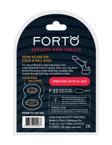 FORTO F-22 D RING LARGE BLACK