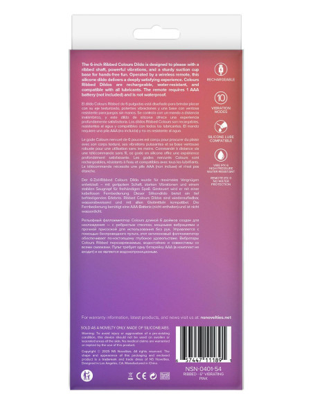 COLOURS RIBBED 6 INCH VIBRATING PINK