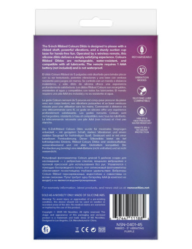 COLOURS RIBBED 5 INCH VIBRATING PURPLE