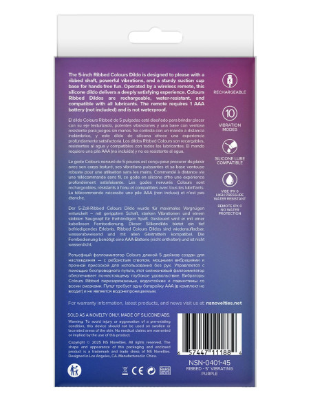 COLOURS RIBBED 5 INCH VIBRATING PURPLE