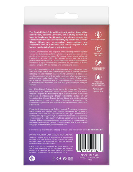 COLOURS RIBBED 5 INCH VIBRATING PINK