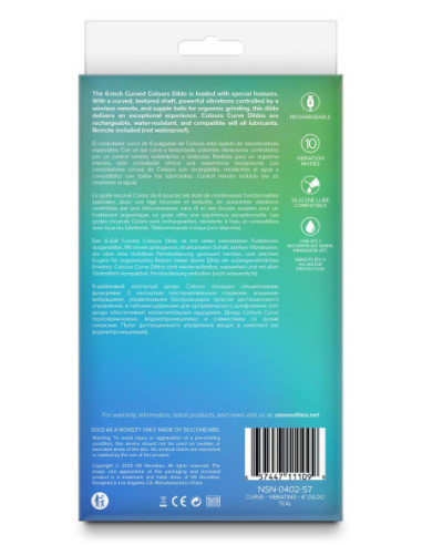 COLOURS CURVE VIBRATING 6 INCH DILDO TEAL