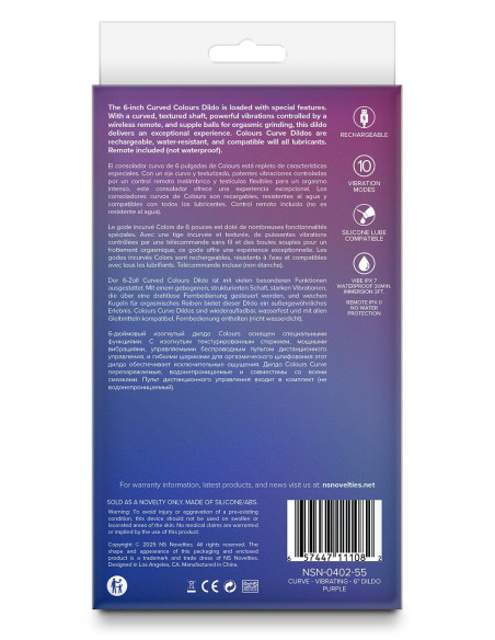 COLOURS CURVE VIBRATING 6 INCH DILDO PURPLE