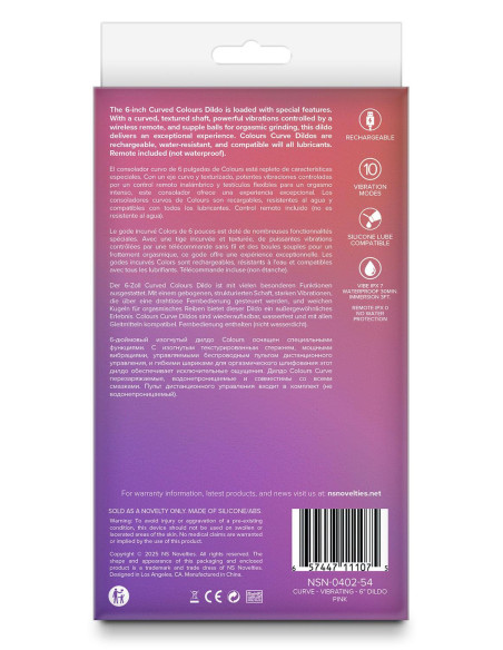 COLOURS CURVE VIBRATING 6 INCH DILDO PINK