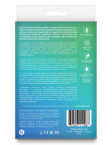 COLOURS CURVE VIBRATING 5 INCH DILDO TEAL