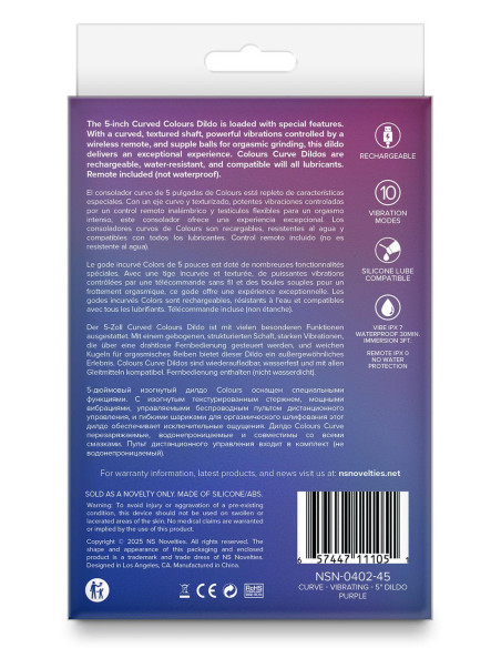 COLOURS CURVE VIBRATING 5 INCH DILDO PURPLE