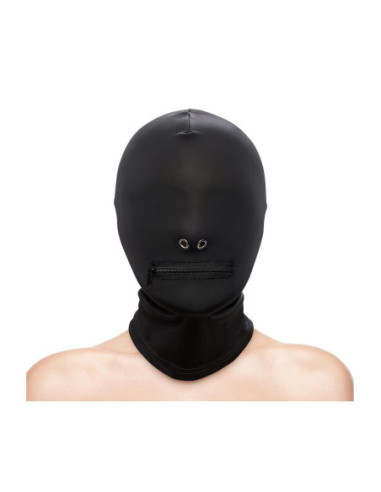 FETISH & FASHION ZIPPERED MOUTH HOOD BLACK