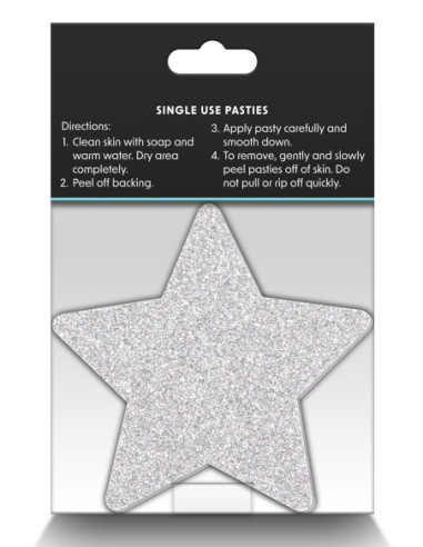 PRETTY PASTIES GLITTER STARS RED SILVER 2 PAIR
