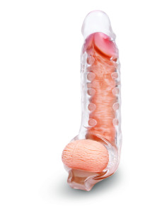 SIZE UP CLEAR VIEW STUDDED PENIS EXTENDER WITH BALL LOOP 2
