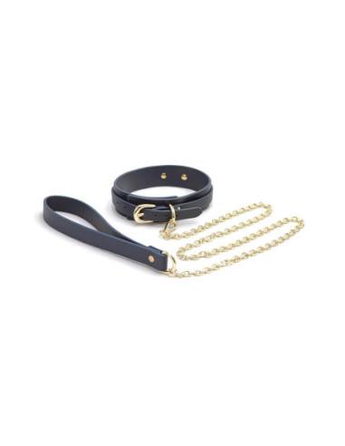 BONDAGE COUTURE COLLAR AND LEASH BLUE