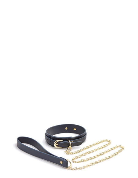 BONDAGE COUTURE COLLAR AND LEASH BLUE