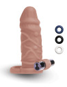 SIZE UP SILICONE VIBRATING REALISTIC PENIS EXTENDER WITH BALL LOOP TAN
