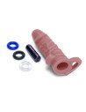SIZE UP SILICONE VIBRATING REALISTIC PENIS EXTENDER WITH BALL LOOP TAN