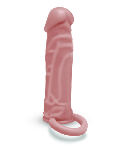 SIZE UP SILICONE REALISTIC PENIS EXTENDER WITH BALL LOOP TAN