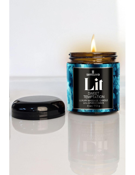 SENSUVA LIT SWEET TEMPTATION LUXURY MASSAGE CANDLE VANILLA, SUGAR AND SWEET PEA