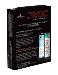 SENSUVA LIPS AND NIPS PLEASURE KIT CHOCOLATE NIP ZIP AND CHOCOLATE PEPPERMINT LTD EDITION XBALM 2