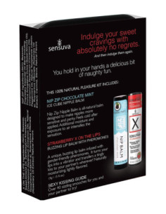 SENSUVA LIPS AND NIPS PLEASURE KIT CHOCOLATE NIP ZIP AND LTD EDITION CHOCOLATE STRAWBERRY XBALM 2