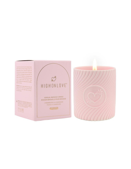 HIGH ON LOVE PINK MASSAGE CANDLE STRAWBERRIES AND CHAMPAGNE 220ML