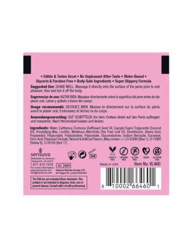 SENSUVA LIC-O-LICIOUS ORAL DELIGHT CREAM COTTON CANDY 6 ML