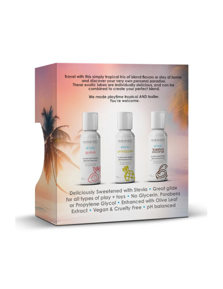 WICKED SIMPLY TROPICAL TRIO WATERBASED LUBRICANT 3X30ML