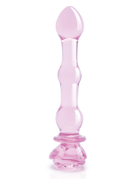 GLAZE GLASS ROSEBUD BEADED DILDO