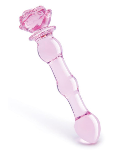 GLAZE GLASS ROSEBUD BEADED DILDO