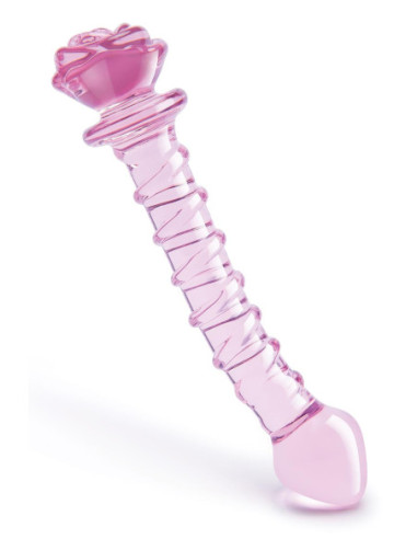 GLAZE GLASS ROSEBUD SPIRAL G-SPOT DILDO