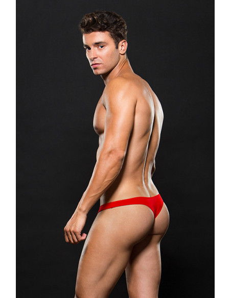 MICROFIBER LOWRISE ZIP THONG RED, L/XL