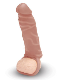 SIZE UP SILICONE REALISTIC PENIS EXTENDER WITH BALL LOOP TAN 2