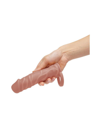 SIZE UP SILICONE REALISTIC PENIS EXTENDER WITH BALL LOOP TAN