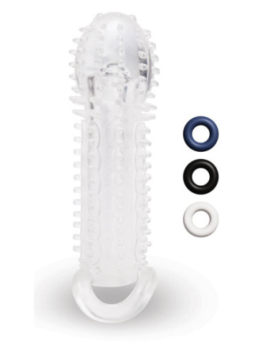 SIZE UP CLEAR VIEW TEXTURED PENIS EXTENDER WITH BALL LOOP