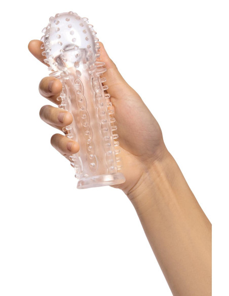 SIZE UP CLEAR VIEW TEXTURED PENIS EXTENDER WITH BALL LOOP