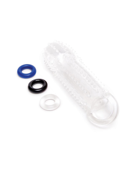 SIZE UP CLEAR VIEW TEXTURED PENIS EXTENDER WITH BALL LOOP