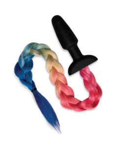 WHIPSMART 4.9 INCH SILICONE PLUG WITH PLAY TAILS RAINBOW TAIL