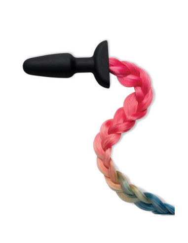 WHIPSMART 4.9 INCH SILICONE PLUG WITH PLAY TAILS RAINBOW TAIL