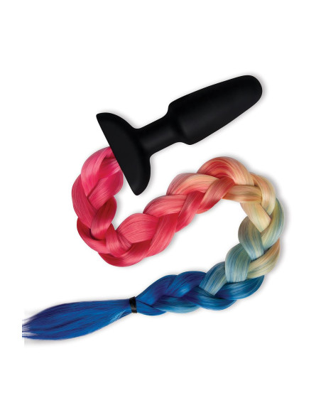WHIPSMART 4.9 INCH SILICONE PLUG WITH PLAY TAILS RAINBOW TAIL