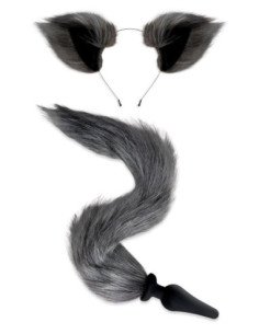 WHIPSMART 4.5 INCH SILICONE PLUG WITH GREY INDIGO FOX TAIL SET