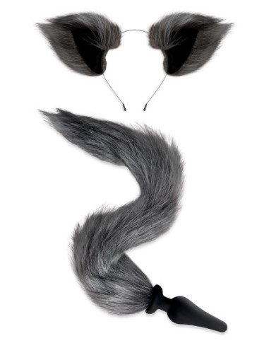 WHIPSMART 4.5 INCH SILICONE PLUG WITH GREY INDIGO FOX TAIL SET