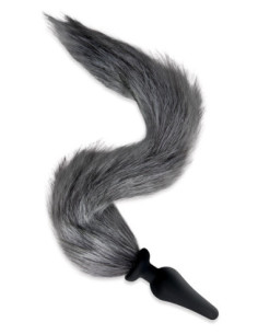 WHIPSMART 4.5 INCH SILICONE PLUG WITH GREY INDIGO FOX TAIL SET 2