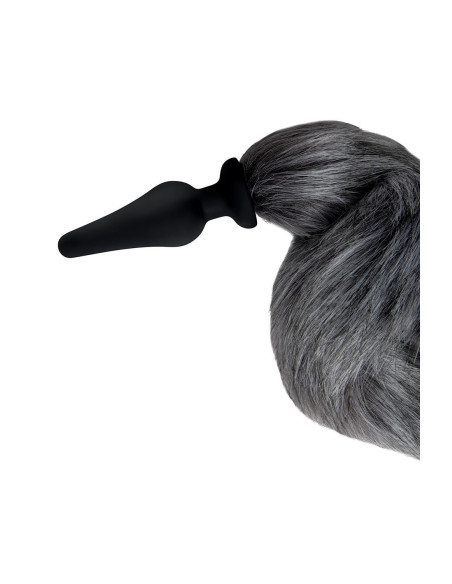 WHIPSMART 4.5 INCH SILICONE PLUG WITH GREY INDIGO FOX TAIL SET