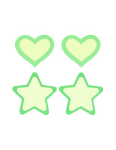 PEEKABOO PASTIES GLOW IN THE DARK HEARTS AND STARS GRN