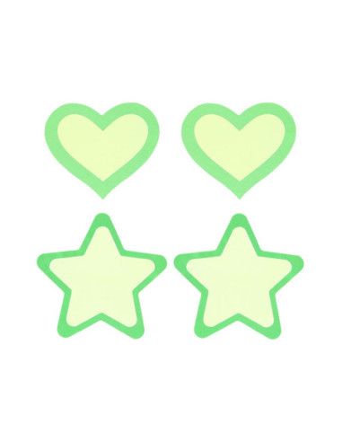 PEEKABOO PASTIES GLOW IN THE DARK HEARTS AND STARS GRN
