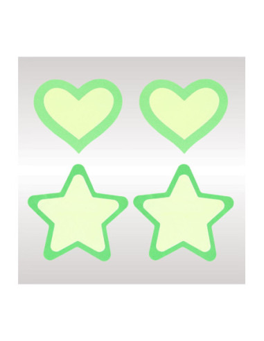 PEEKABOO PASTIES GLOW IN THE DARK HEARTS AND STARS GRN